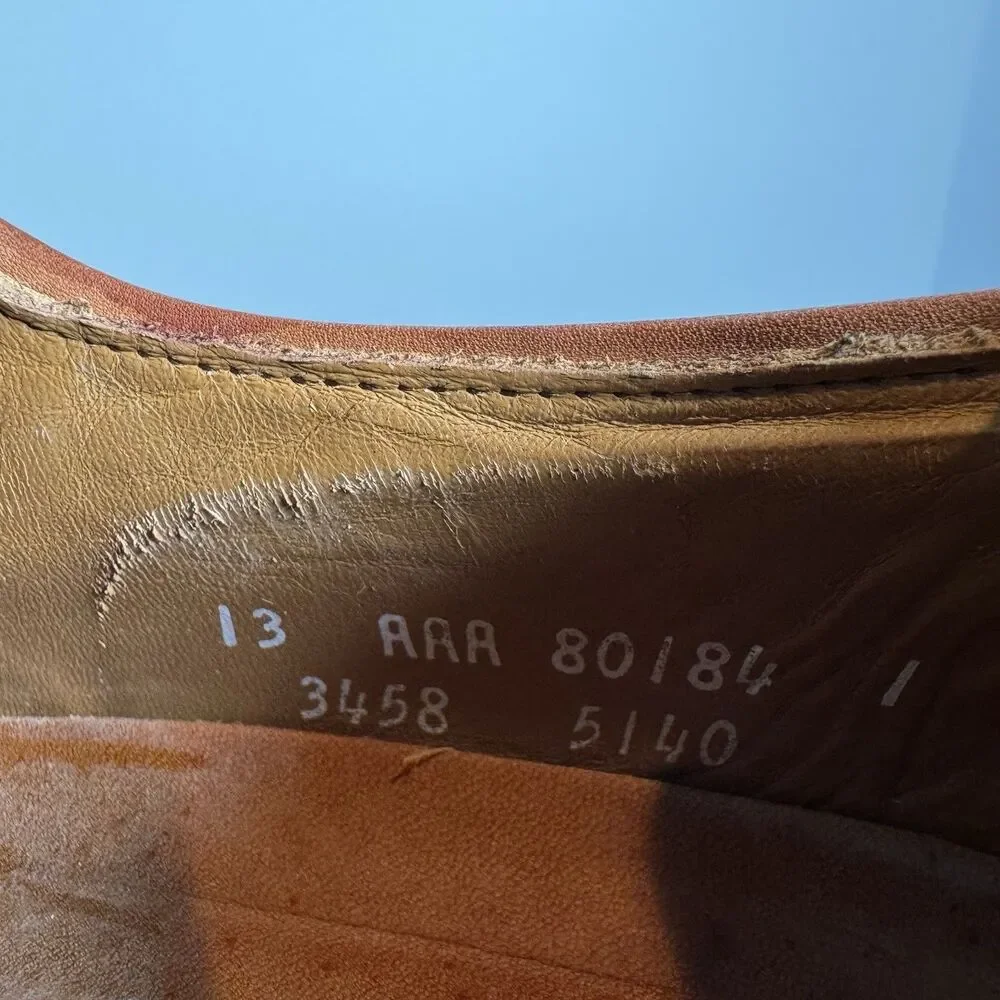 S Allen Edmonds Benton Derby Mens 13 3A Brown Leather‎ Cap Toe Dress Shoes